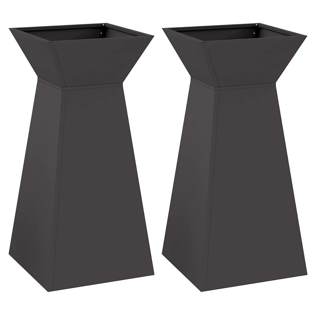 Vaso a Pilastro 2 pcs Nero 35 x 35 x 73 cm 873839