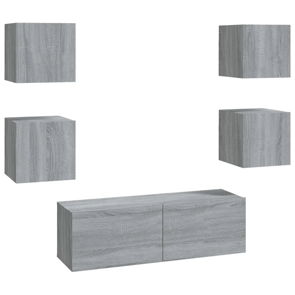 Set di Mobili TV a Parete Grigio Sonoma in Legno Multistrato 3120303