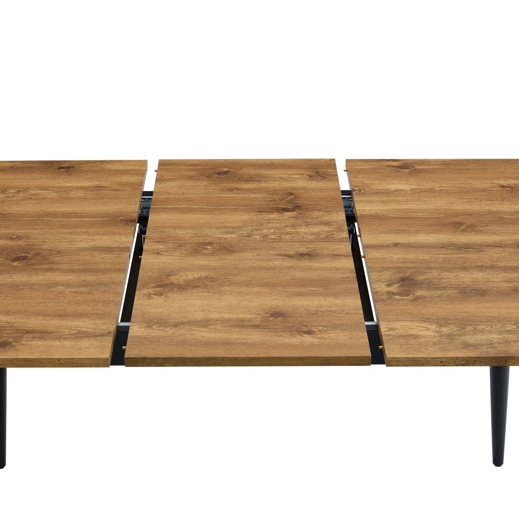 Tavolo da pranzo rettangolare industriale in MDF effetto legno con gambe in metallo nero