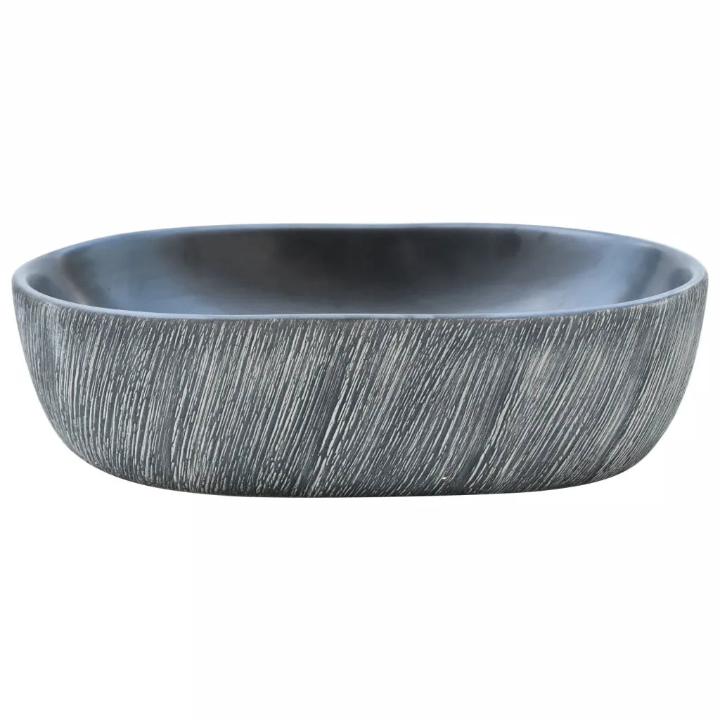 Lavabo da Appoggio Nero e Grigio Ovale 47x33x13 cm Ceramica CFW6053795