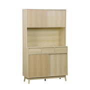 Credenza effetto legno a 4 ante e 3 cassetti, 110cm, marrone naturale