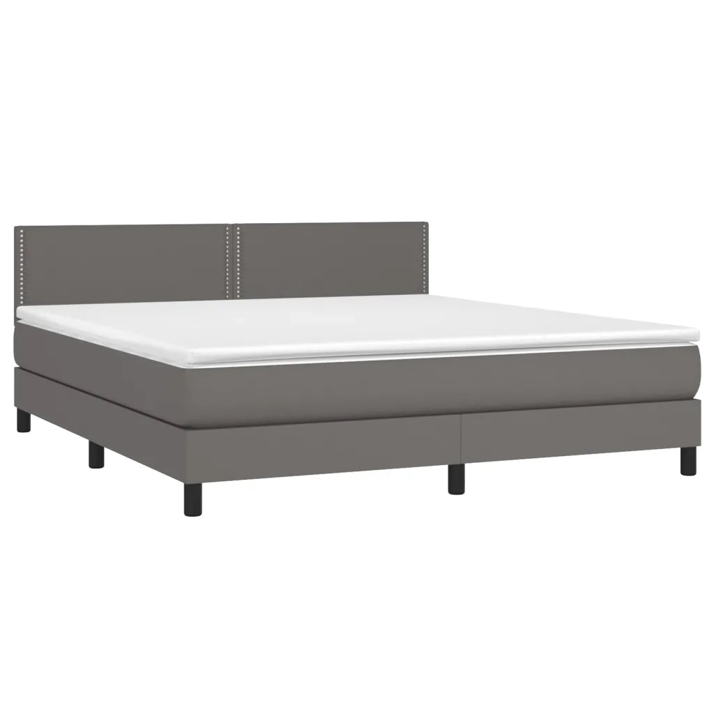 Giroletto Molle con Materasso e LED Grigio 180x200cm Similpelle 3134181
