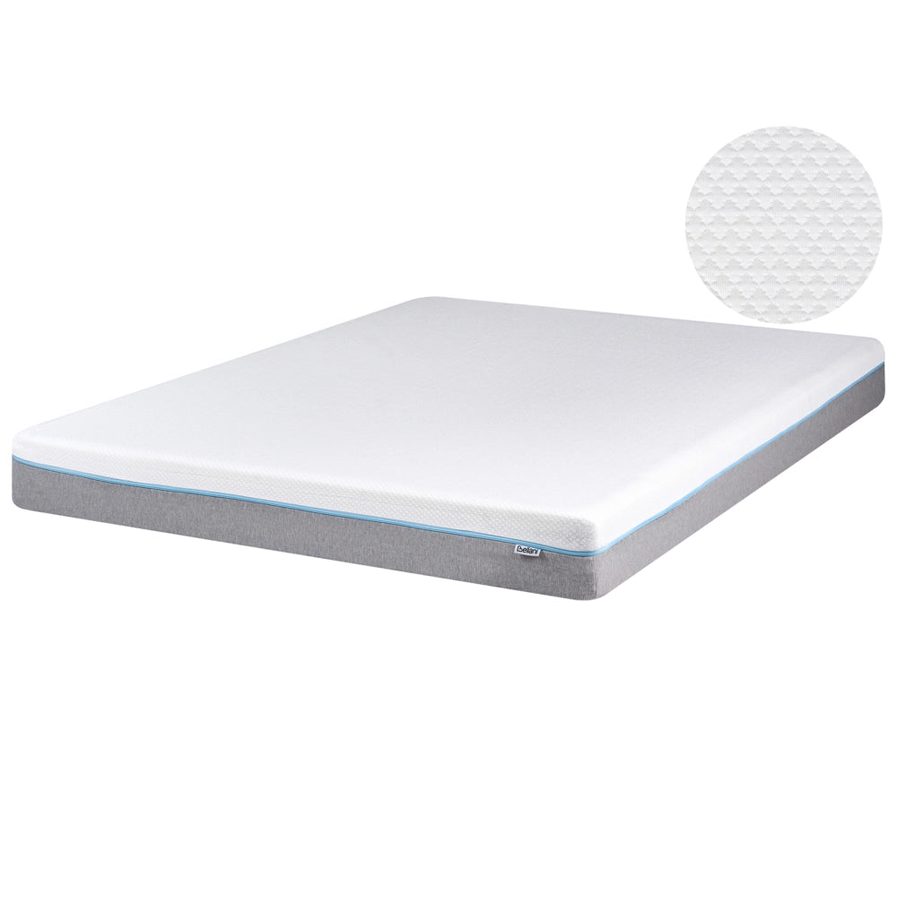 Materasso in Memory Foam Bianco con Tessuto Grigio Duro 160 x 200 cm