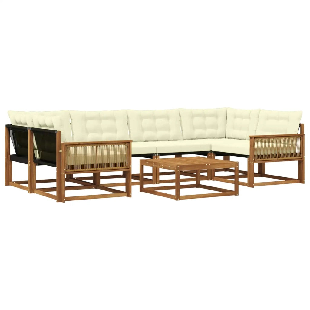 Set di divani da esterno con cuscino 7 pcs Naturale e Crema