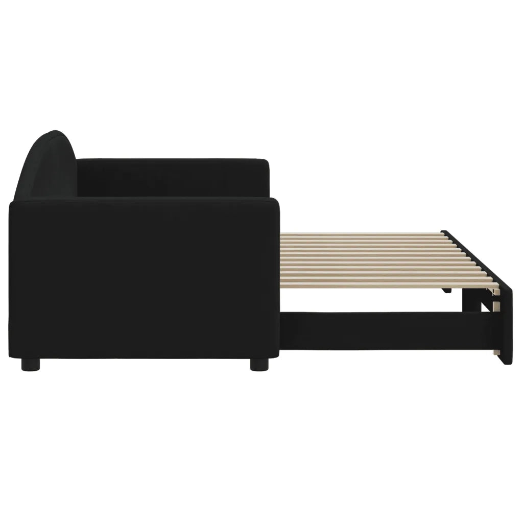 Divano Letto con Letto Estraibile Nero 80x200 Tessuto