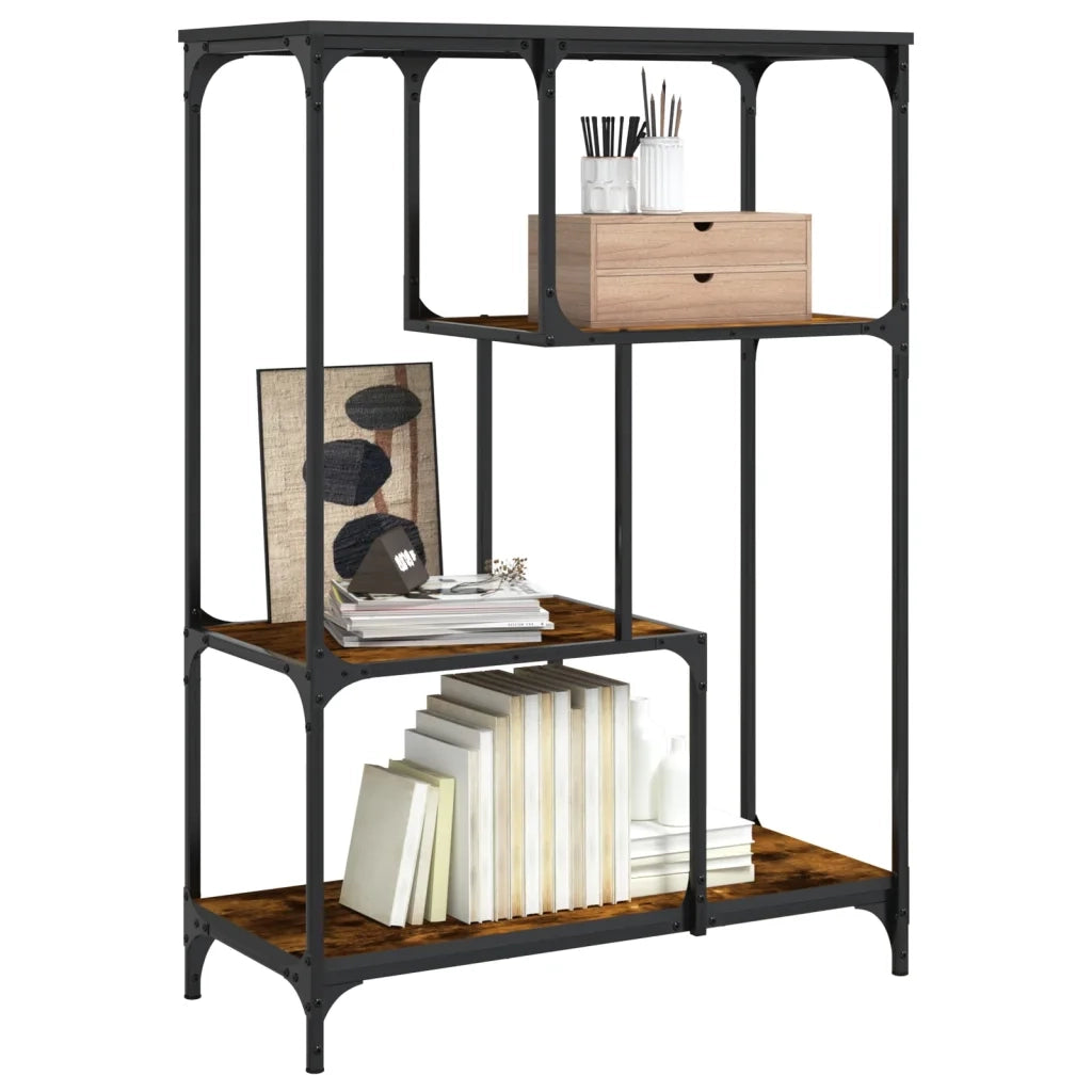 Libreria Rovere Fumo 81x36x115 cm Legno Multistrato e Acciaio 835406