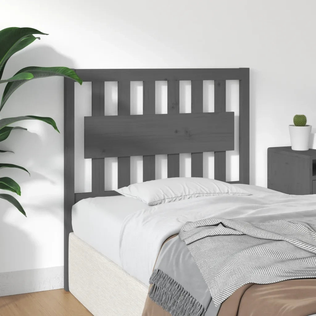 Testiera per Letto Grigia 95,5x4x100 cm Legno Massello di Pino 818552