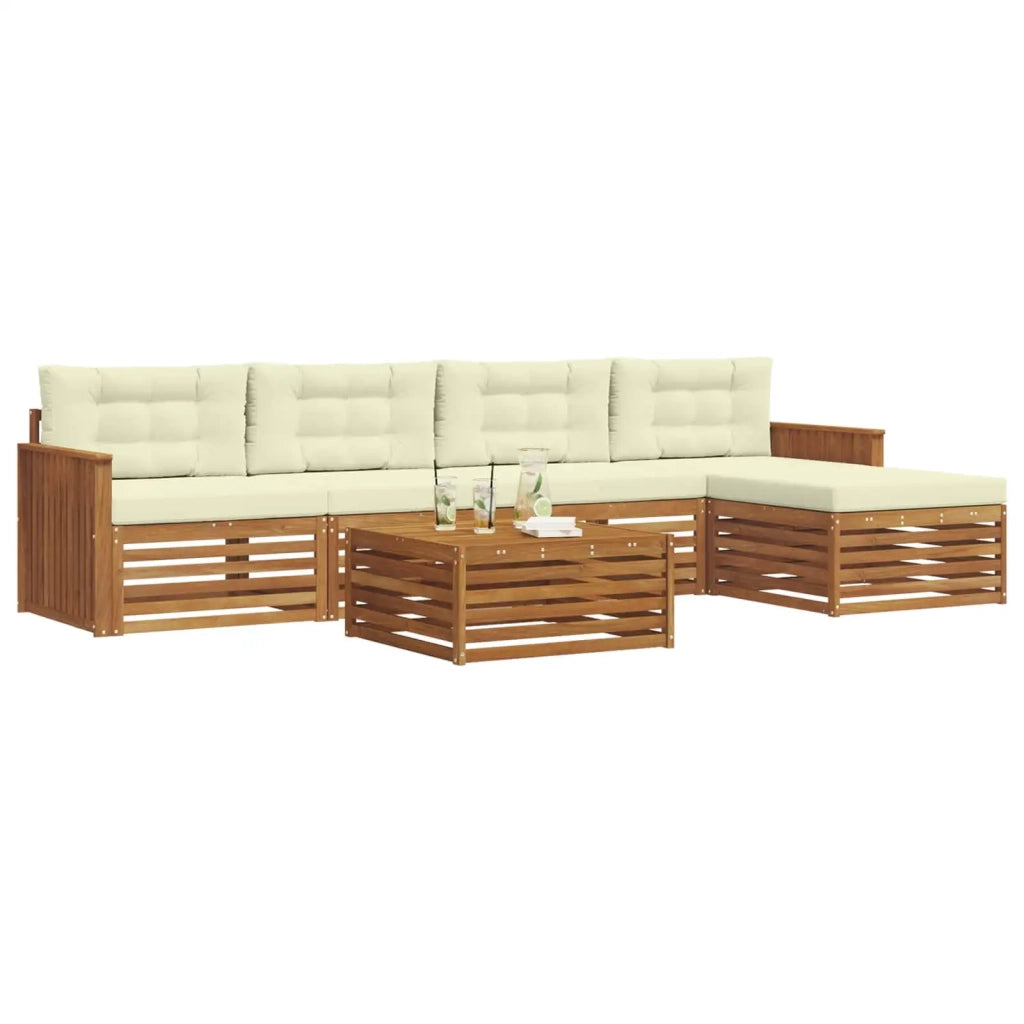 Set di divani da esterno con cuscino 6 pcs Naturale e Crema 3373335
