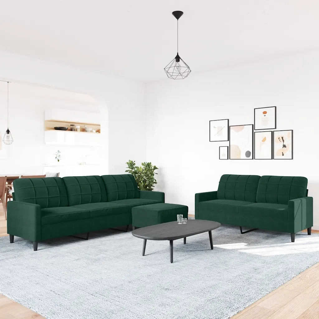 Set di Divani 3 pz con Cuscini Verde scuro in Velluto 3278483