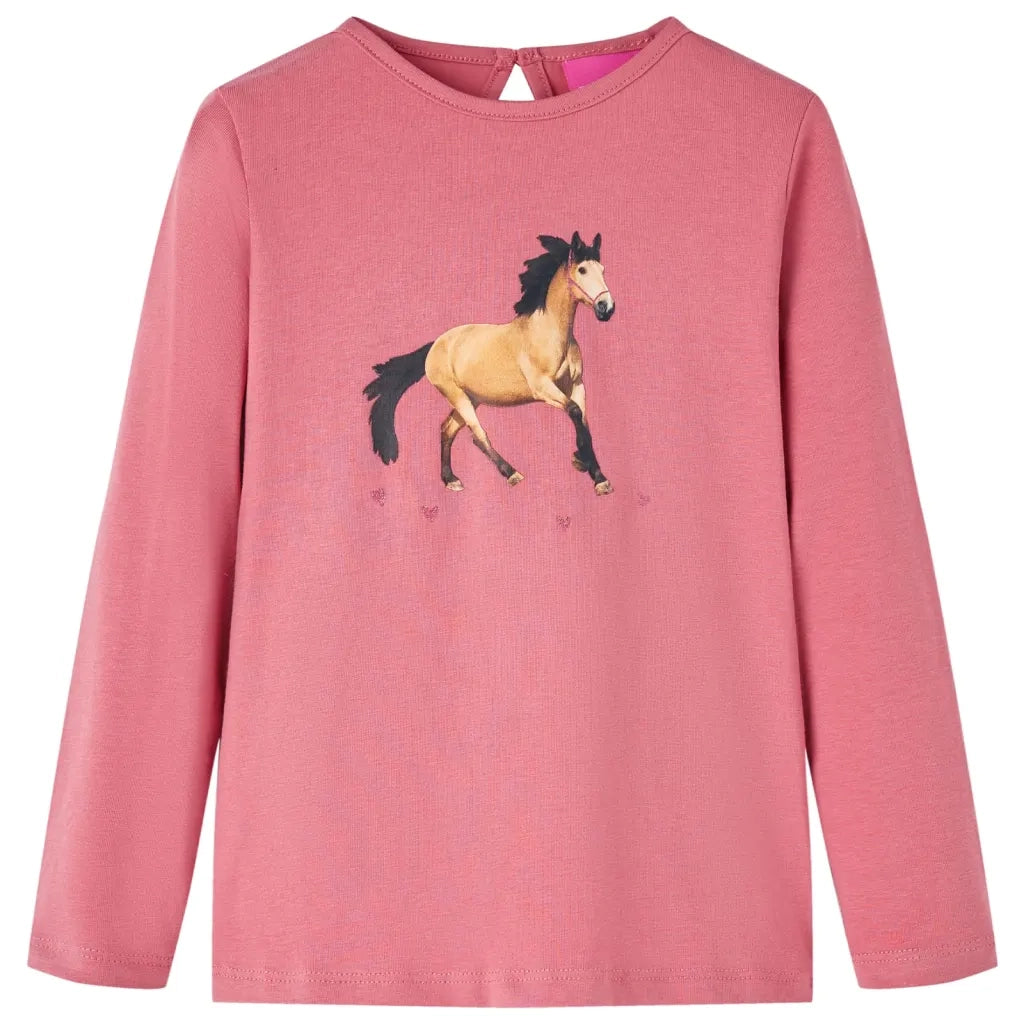 Maglietta da Bambina a Maniche Lunghe Rosa Antico 128cod mxl 84181