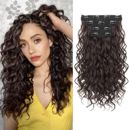 Estensioni capelline 40 cm - Pezzo di capelli ondulati - Clip in per estensioni capelline - Estensioni capelli invisibili - Fibre morbide - Adatti a tutti i tipi di capelli