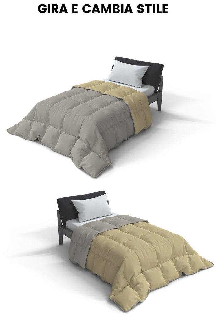 Trapunta Invernale 1 Piazza e Mezzo Doubleface 300gr Panna/ Grigio Chiaro