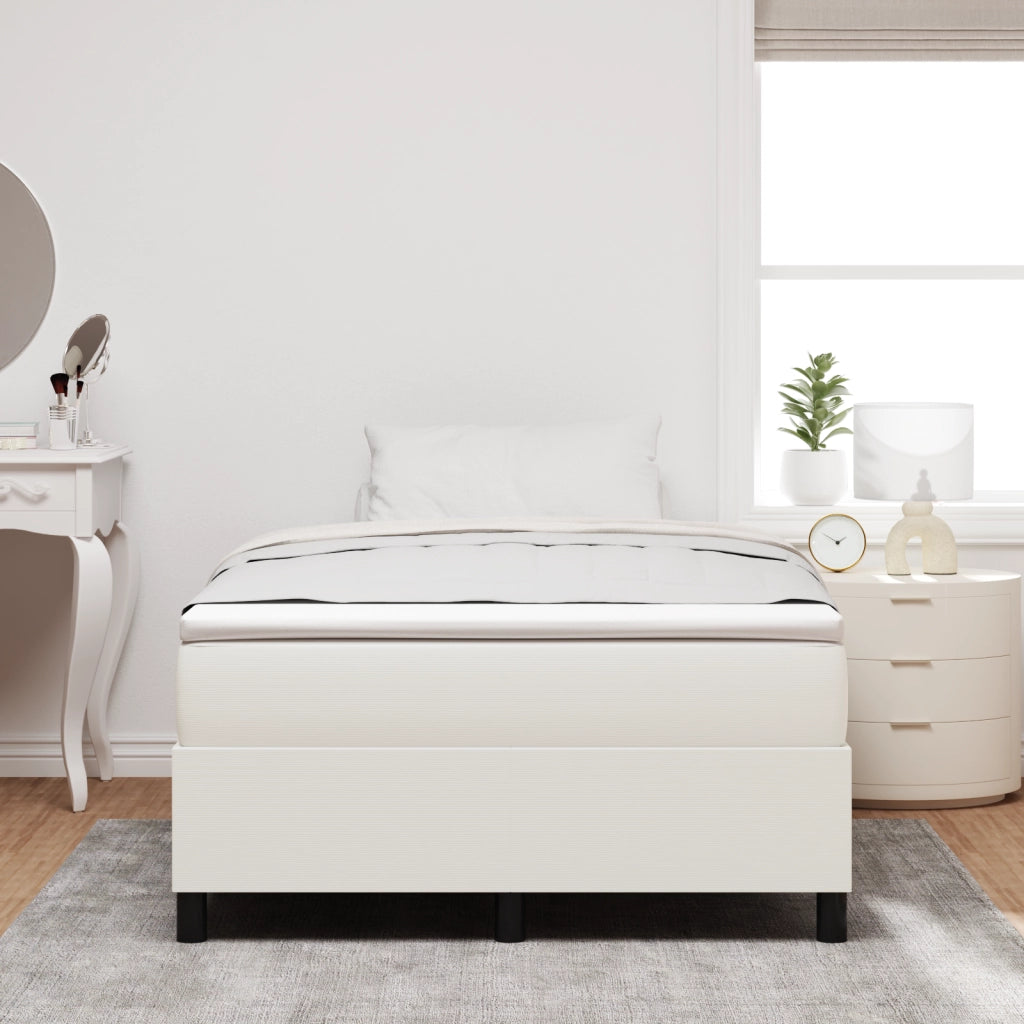 Letto con Rete a Molle Color Crema 120x200 cm in Tessuto Corduroy
