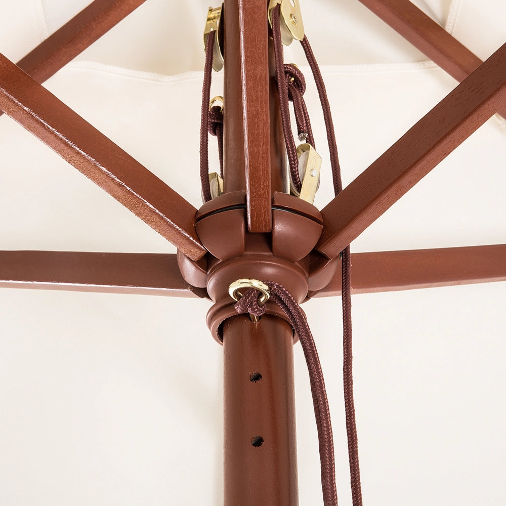 Ombrellone da giardino in tessuto beige legno di betulla 244 cm resistente agli agenti atmosferici
