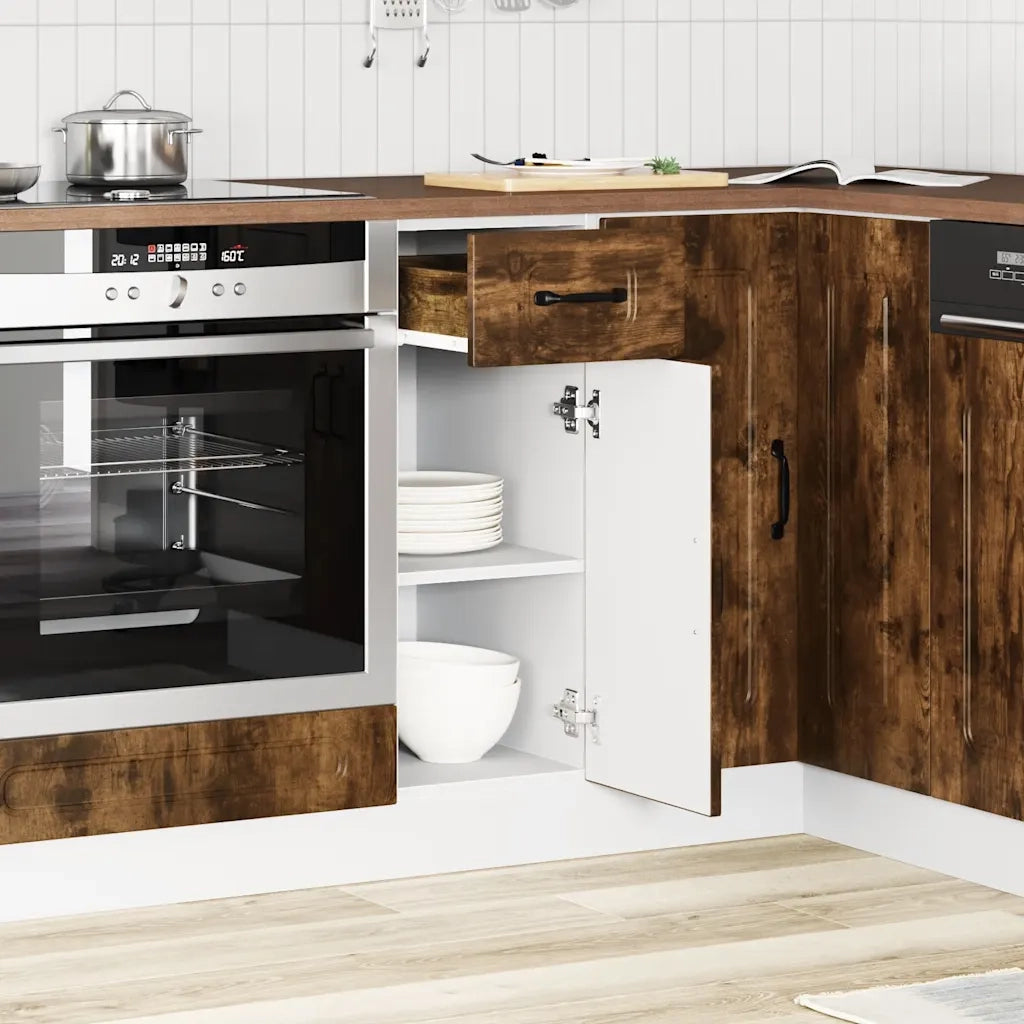 Base da Cucina Kalmar Rovere Fumo in Legno Multistrato 853462