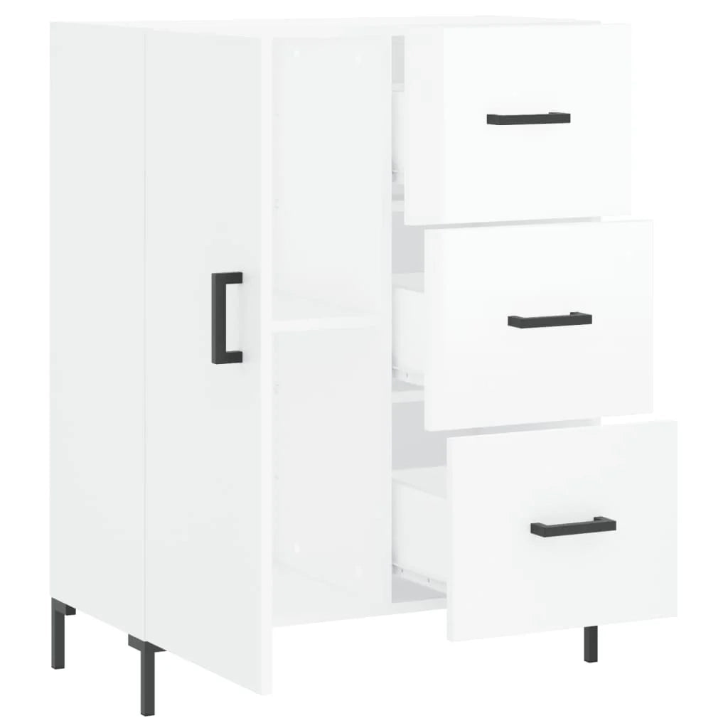 Buffet credenza cassettiera mobiletto mobile contenitore organizer per cucina soggiorno finitura lucida 69,5 x 34 x 90 cm legno ingegnerizzato bianco 02_0030742