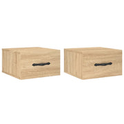 Set di 2 Comodini | Armadio da Notte | Mobiletto da notte a Muro Rovere Sonoma 35x35x20 cm