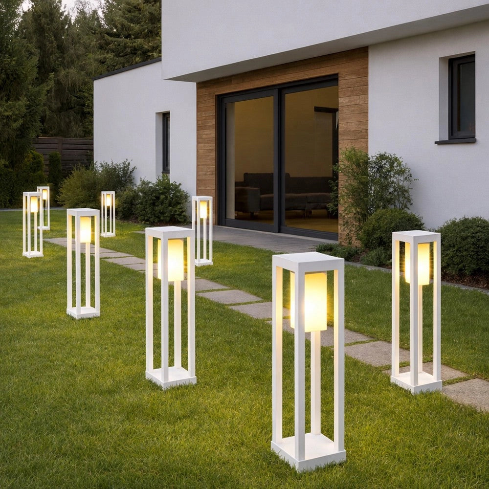 Lampioncino LED da Giardino Bianco E27 IP65 60 cm | Paletto Luminoso Moderno per Esterni, Alluminio, Attacco E27, Vialetti e Percorsi