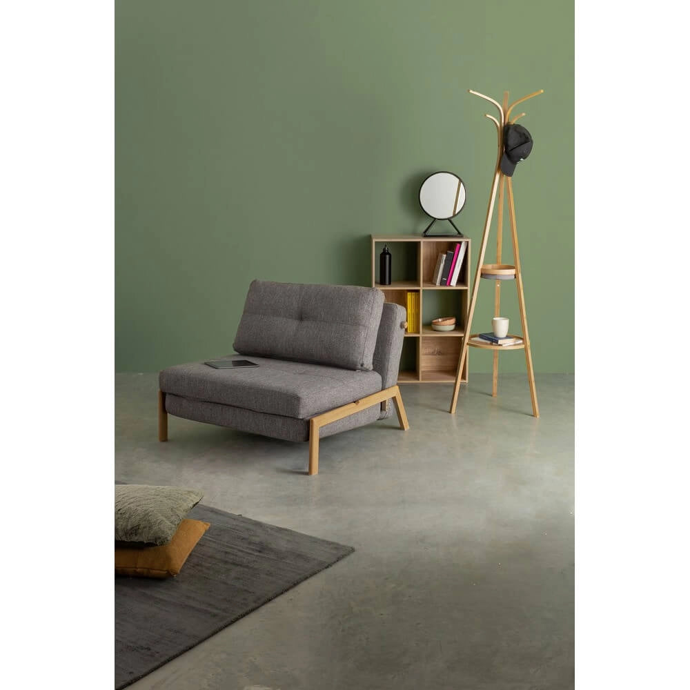 Poltrona Letto Singola in Tessuto con Gambe Effetto Legno - HARRISON