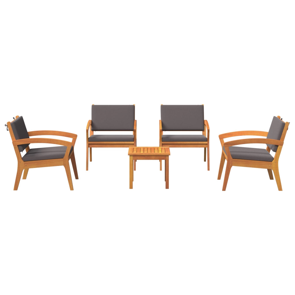 Set Bistro da 5 pezzi con cuscini - Legno massello di acacia