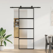Porta Scorrevole Ferramenta 76x205 cm Vetro Temperato Alluminio 3332995