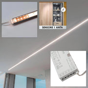 Trade Shop - Kit Barra Led 12w Profilo Alimentatore 24 W 12 V Luce 4000k Interruttore Sensore -