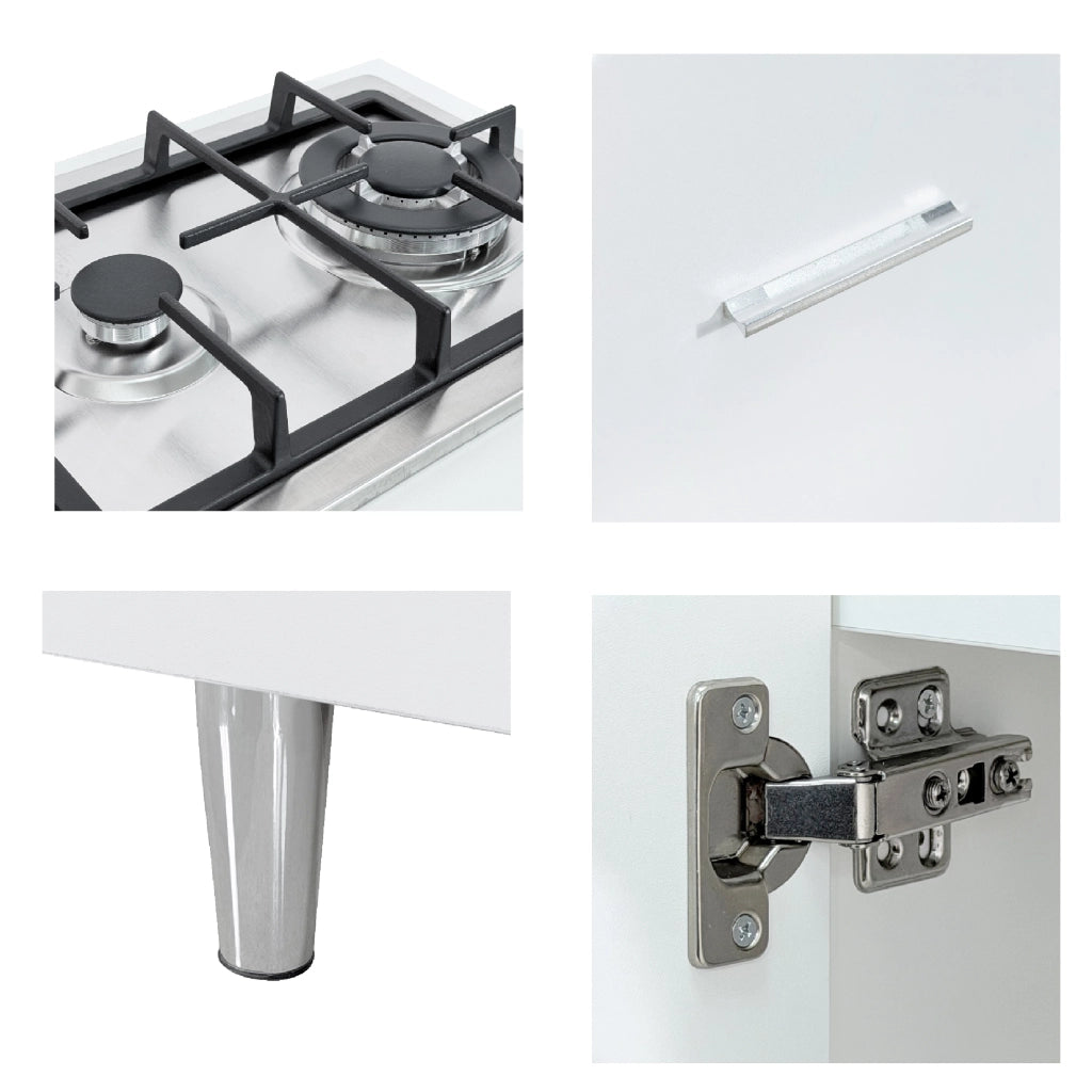 Mobile Mini Cucina 60x40 h85 con Piano Cottura Gas 2 Fuochi Gpl Acciaio Bianco