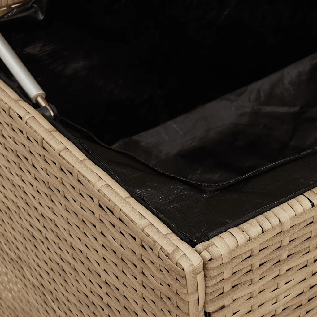 Baule da giardino beige 110x50x58 cm in polyrattan 4104072