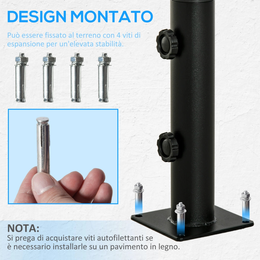 Base Supporto per Ombrellone da Terrazza 12x12x30 cm in Metallo Nero