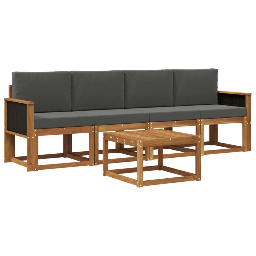 Set di divani da esterno con cuscino 4 pcs Naturale e Antracite