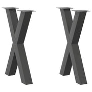 Gambe per tavolo da pranzo a forma di X 2 pz Antracite 60x(72-73) cm Acciaio