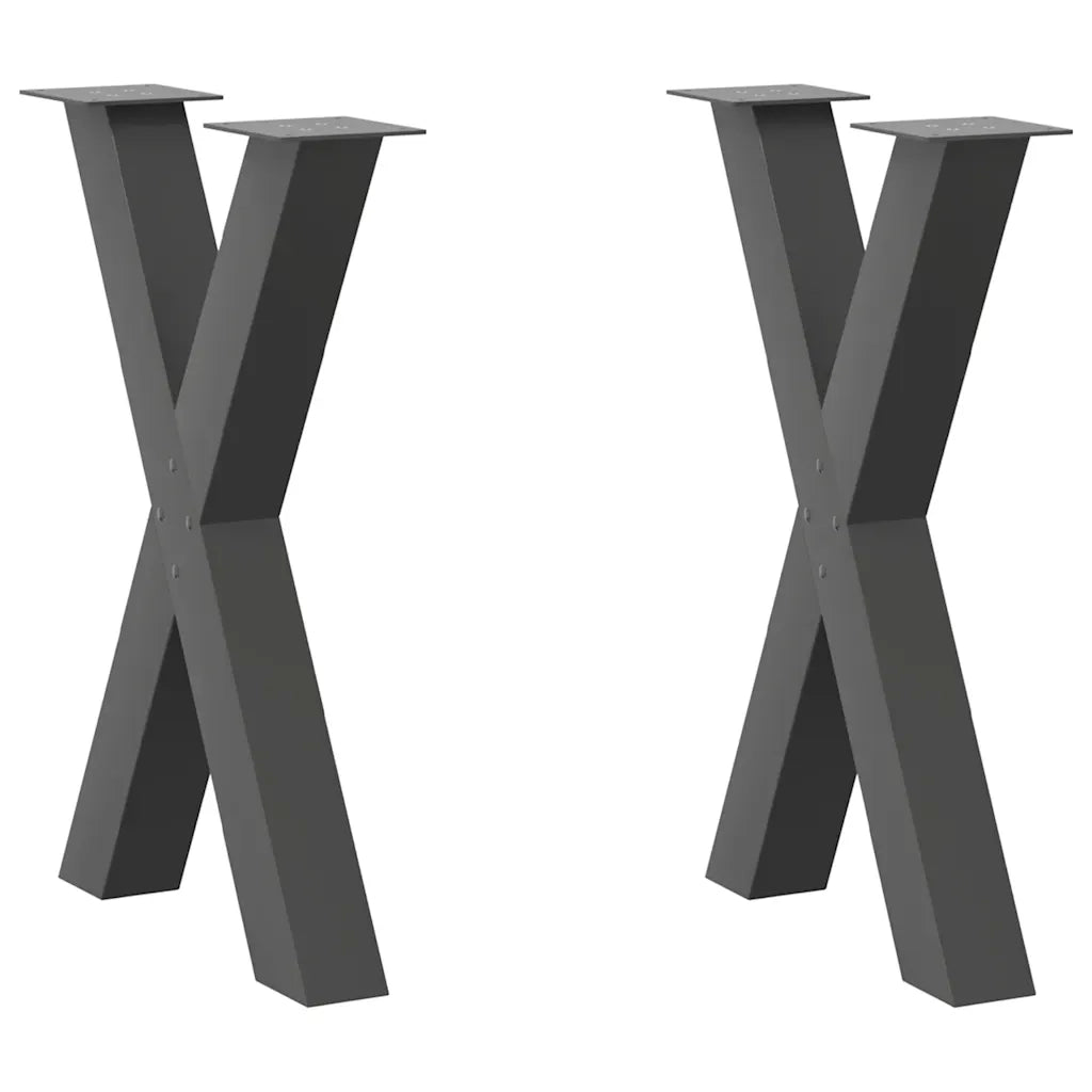 Gambe per tavolo da pranzo a forma di X 2 pz Antracite 60x(72-73) cm Acciaio