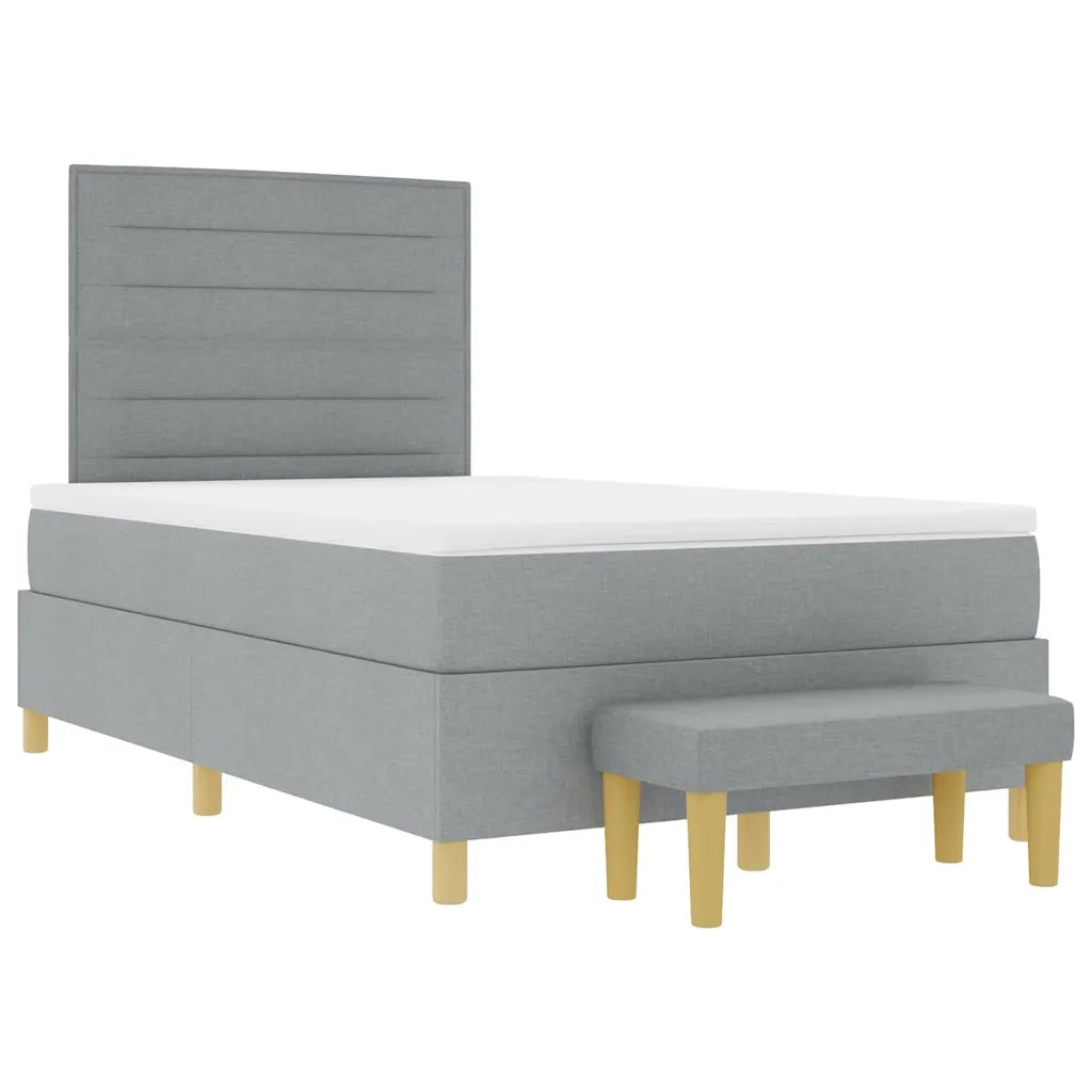 Letto a molle con materasso Grigio chiaro 120 x 200 cm Tessuto