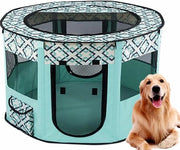 Recinzione Portatile Rotonda per Animali da Compagnia da Esterno/Interno (Classe di Efficienza Energetica A) - Blu Mint