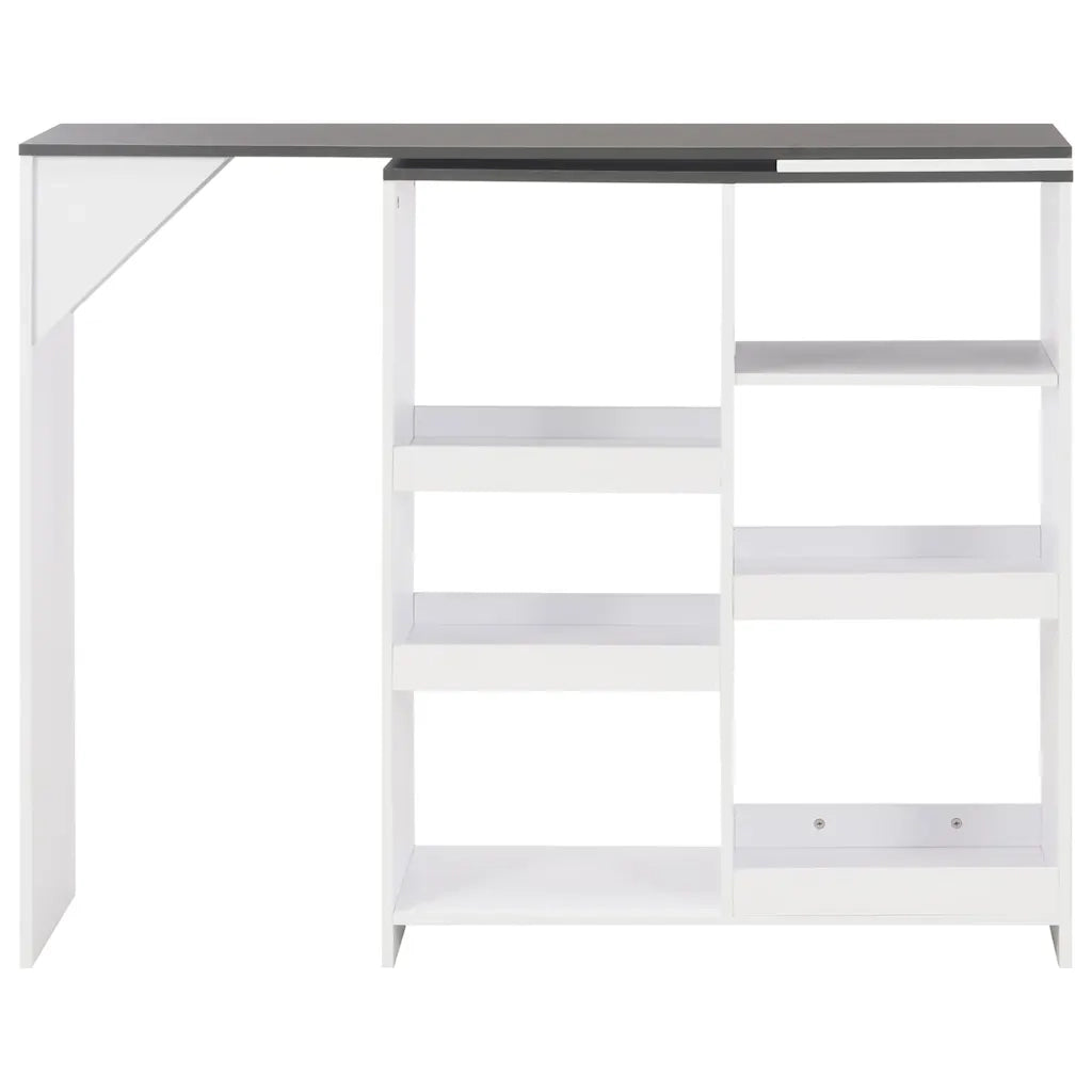 Tavolo da Bar con Scaffale Mobile Bianco 138x39x110 cm