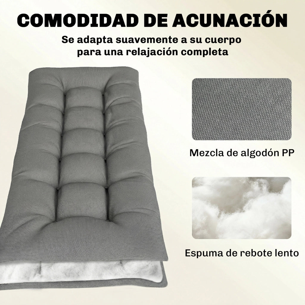 Cuscino per Banco Esterno con Cinghie ¨C zephmum ¨C Grigio 198x65x13 cm