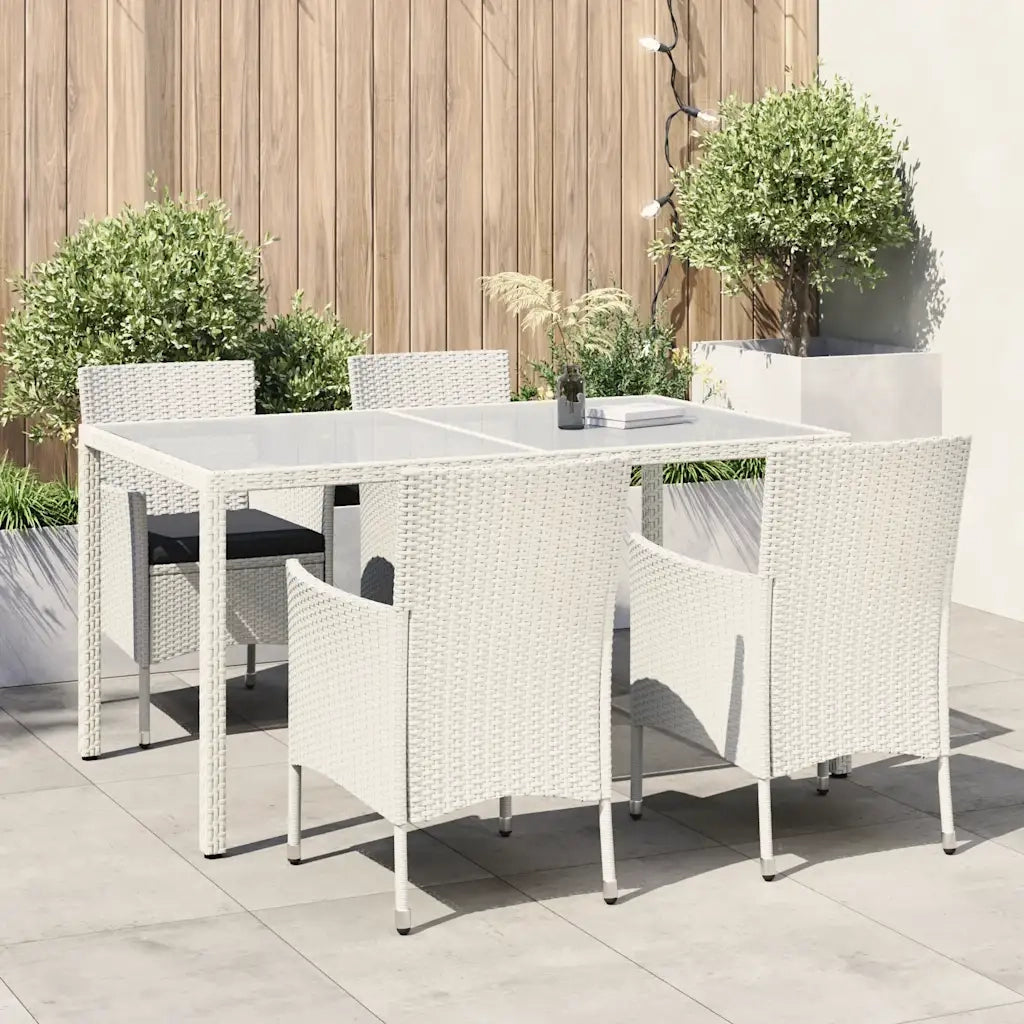 Set Mobili da Giardino 5 pz con Cuscini in Polyrattan Bianco 3094897