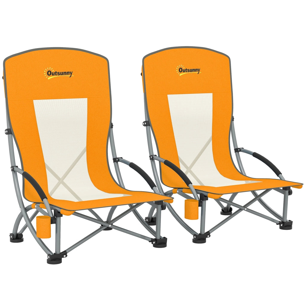 Sedia da spiaggia pieghevole ¨C zephmum ¨C 2 pezzi, arancione, 70x58x79 cm
