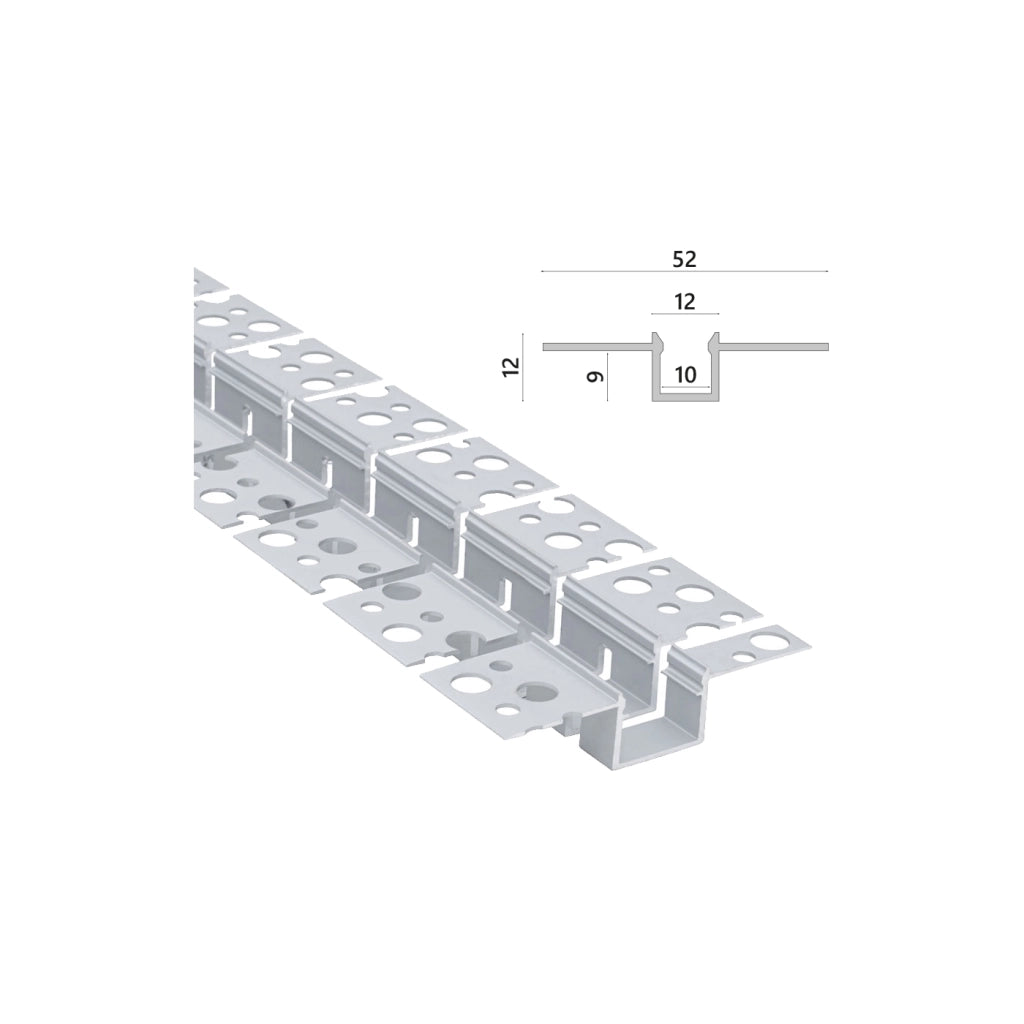Alcapower Profilo Snake Flex in alluminio per installazione a scomparsa su cartongesso 2 metri, larghezza interna 10mm, protezione IP20