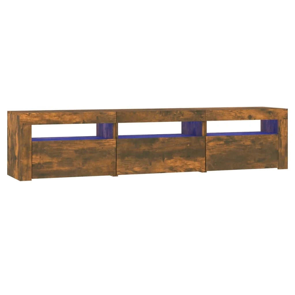 Mobile TV multimediale scaffale TV credenza mobile TV per sala da pranzo soggiorno camera da letto con luci a LED rovere affumicato 180 x 35 x 40 cm marrone 02_0026725