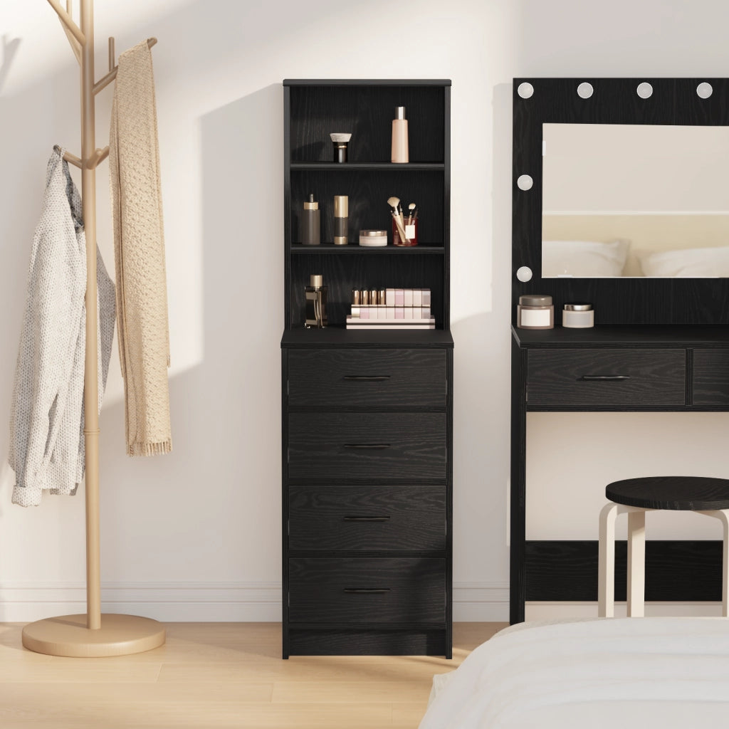 Highboard Nero Quercia 40x41x135 cm Legno ingegnerizzato