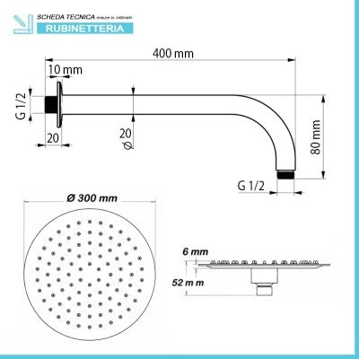 Set doccia incasso Paffoni Lime cromato tondo con soffione inox 30 cm