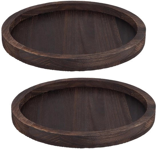 Set di Servizi in Legno di 2 pezzi - Piatti in Legno Ronde - Diametro 32 cm - Decorativo per Cucina/Soggiorno - Costruzione Robusta - Finitura di Legno Unica - Servizio da Tavola