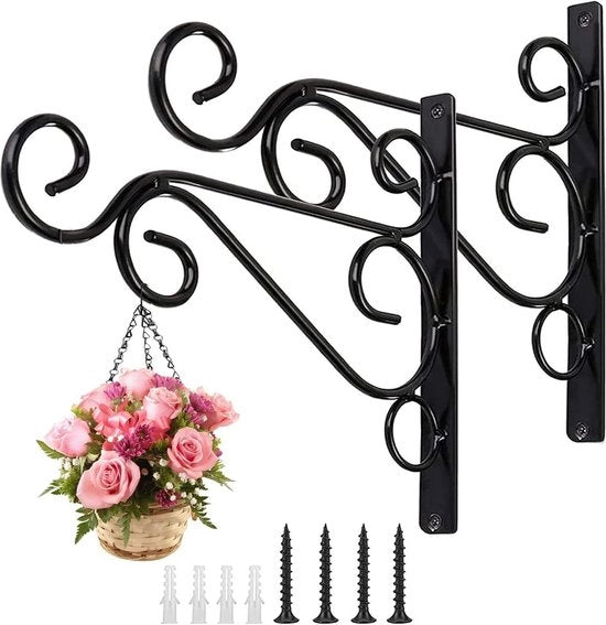 Hanger per piante con ganci per muro, donne penzanti per giardino, attrezzo per giardini esterni - lampada da giardino metallica - 2 pezzi
