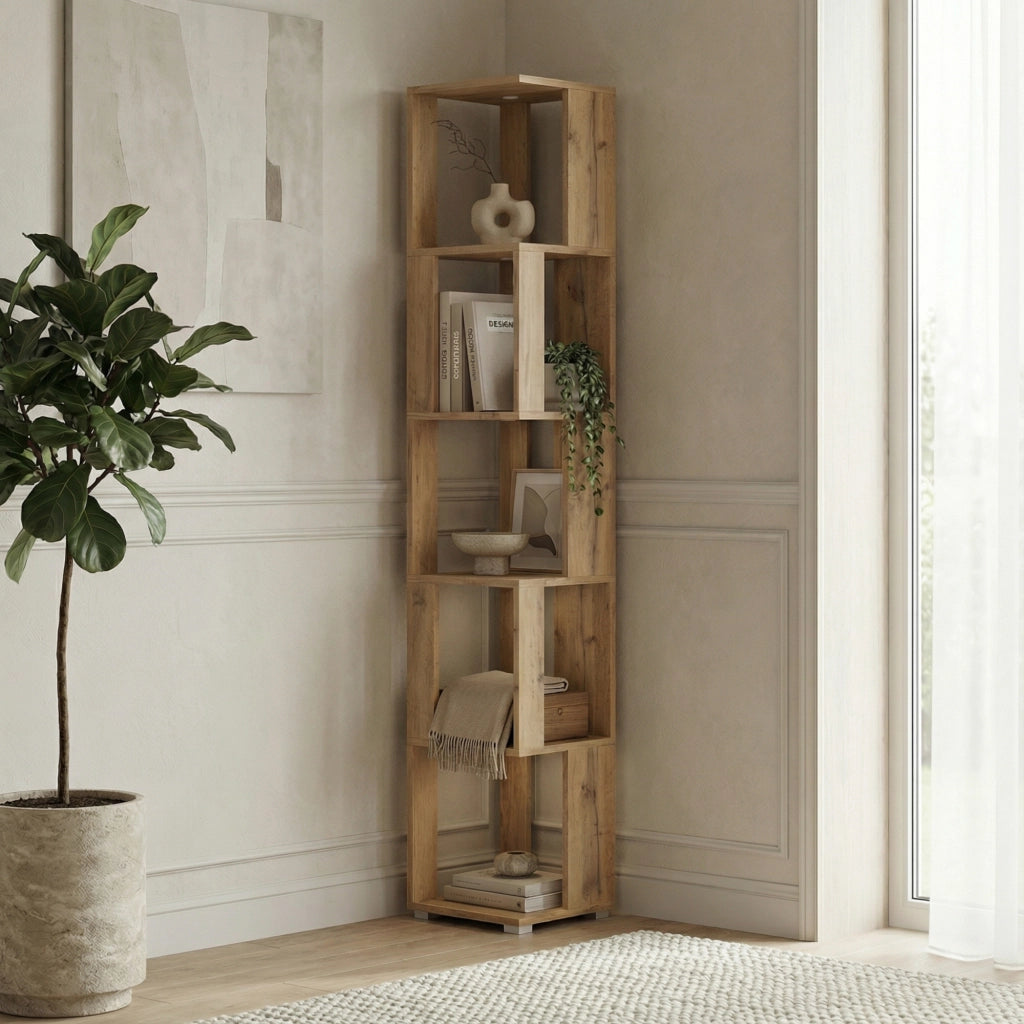 Libreria Stante Alto SOLA - Rovere Wotan - Larghezza 29 cm, Altezza 168 cm, Profondit? 29 cm