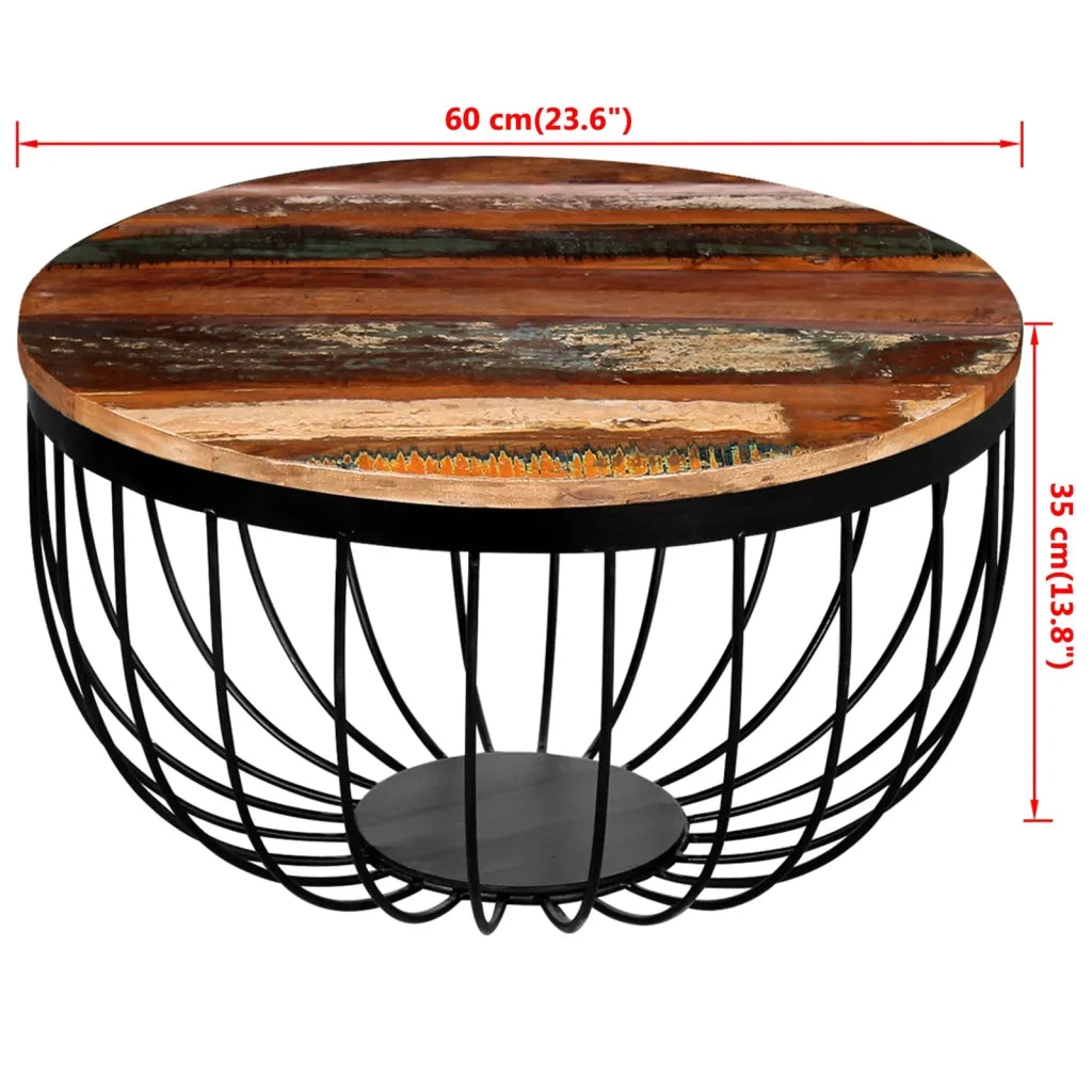 Tavolino da CaffÃ¨ in Legno Massello Recuperato cod mxl 25407