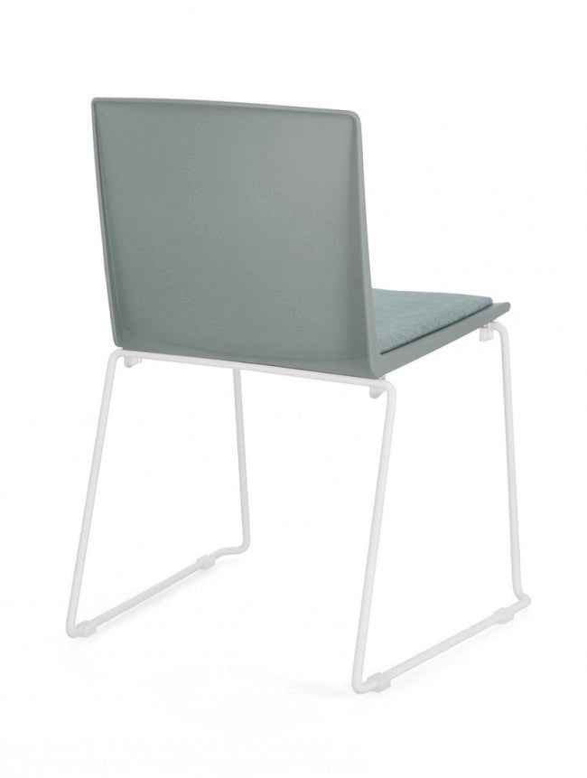 Set 4 Sedie 43,5x50x79 cm Giulia in Poliestere Bianco e Verde Salvia