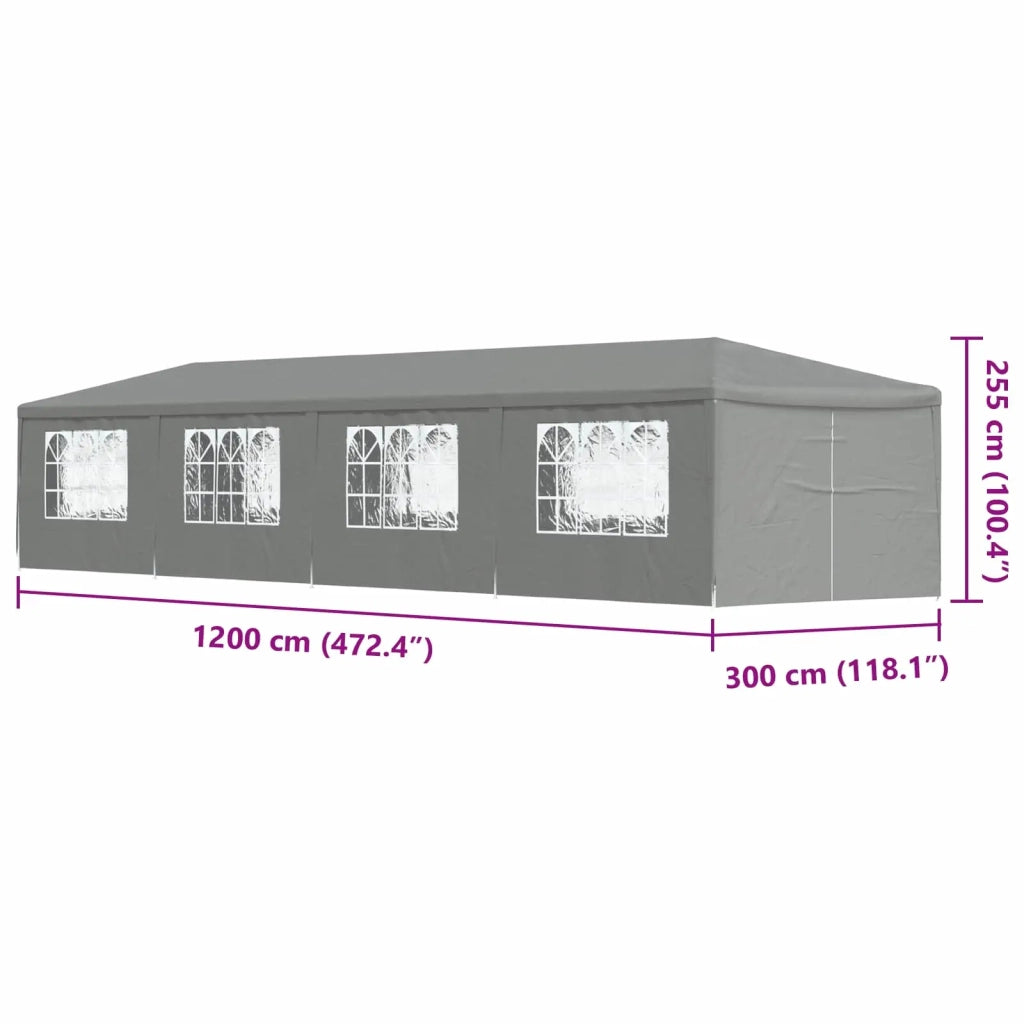 Tenda Party 1200 x 300 x 255 cm Grigio Chiaro PE e Acciaio 42033003