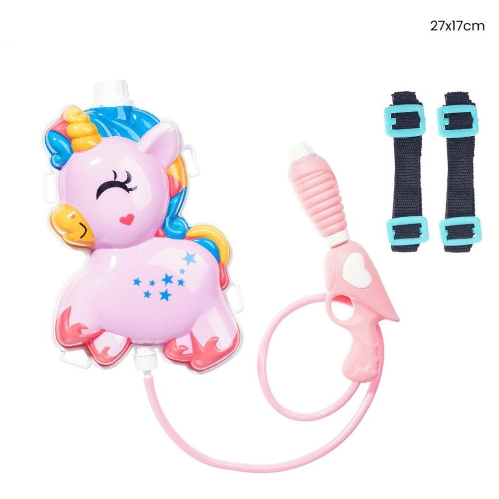 Trade Shop - Pistola Ad Acqua Zainetto A Forma Di Unicorno 27x17cm Giocattolo Estate Bambine 618546 -
