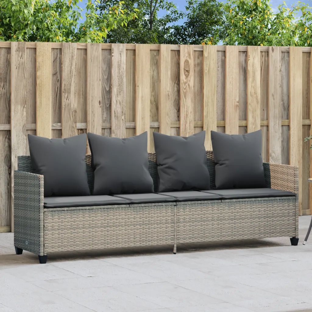 Lettino Prendisole | Sdraio da giardino | Lettino da sole con Cuscini Grigio Chiaro?in Polyrattan